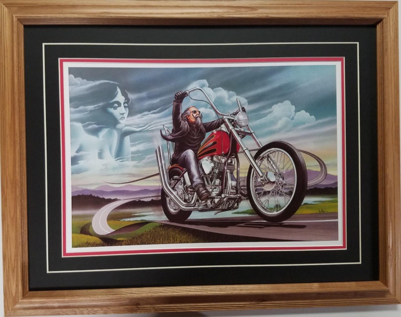 Framed & matted 21 x 27 motorcycle art print Harley Davidson Etsy