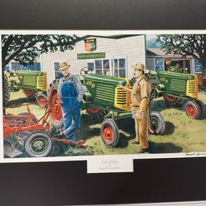 Matted 18 x 24 Oliver Tractor art print by Russell Sonnenberg titled Sales Pitch