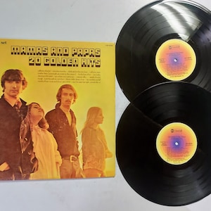 Vintage 1973 Vinyl Record Album by The Mamas & The Papas titled 20 Golden Hits