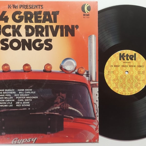 Vintage 1976 Vinyl Record Album by K Tel  titled Presents 24 Truck Drivin Songs