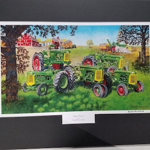 Matted Oliver tractor art print by Russell Sonnenberg titled SuperOliver