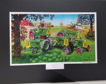 Matted Oliver tractor art print by Russell Sonnenberg titled SuperOliver