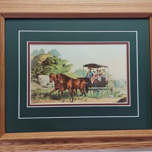 Framed and Matted art print 14 x 17 titled The morning Ride by Currier & Ives Unknown Pub Artist