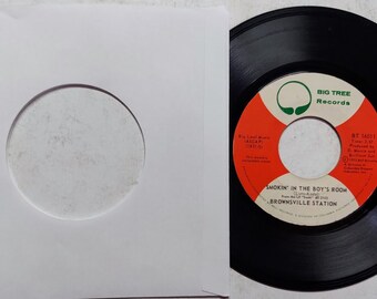 Vintage 1973 Vinyl, 7", 45 RPM, Single by Brownsville Station  titled Smokin' In The Boy's Room / Barefootin'