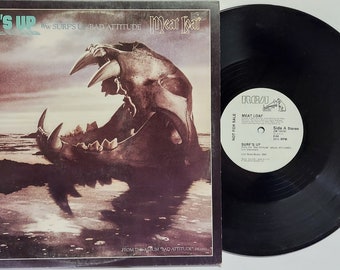 Vintage 1985 Vinyl, 12", Promo Record Album by Meat Loaf titled Surf's Up