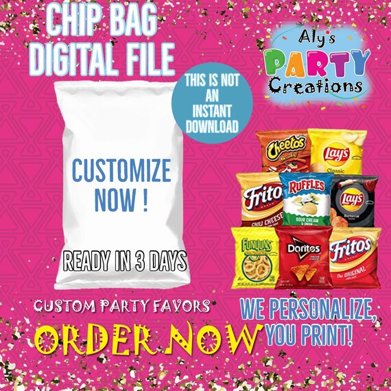 Custom Chip Bags Custom Party Favors Birthday Chip Bags Etsy