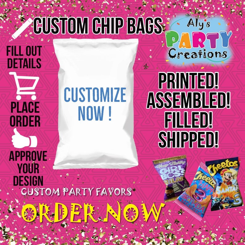 Custom Chip Bags Chip Bag Favors Graduation Chip Bags Birthday Chip