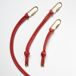 Knotted Rope Lanyard in size L with Brass Side Screw Carabiner Sustainably made in Berlin in Zinnia Red image 2