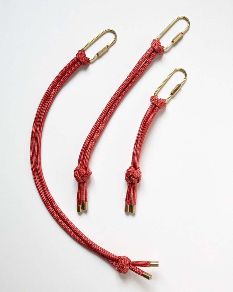 Knotted Rope Lanyard in size L with Brass Side Screw Carabiner Sustainably made in Berlin in Zinnia Red image 2
