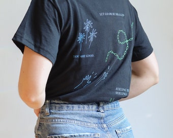 Mantra sur l'énergie positive dans le style de l'an 2000 – T-shirt unisexe à col rond graphique