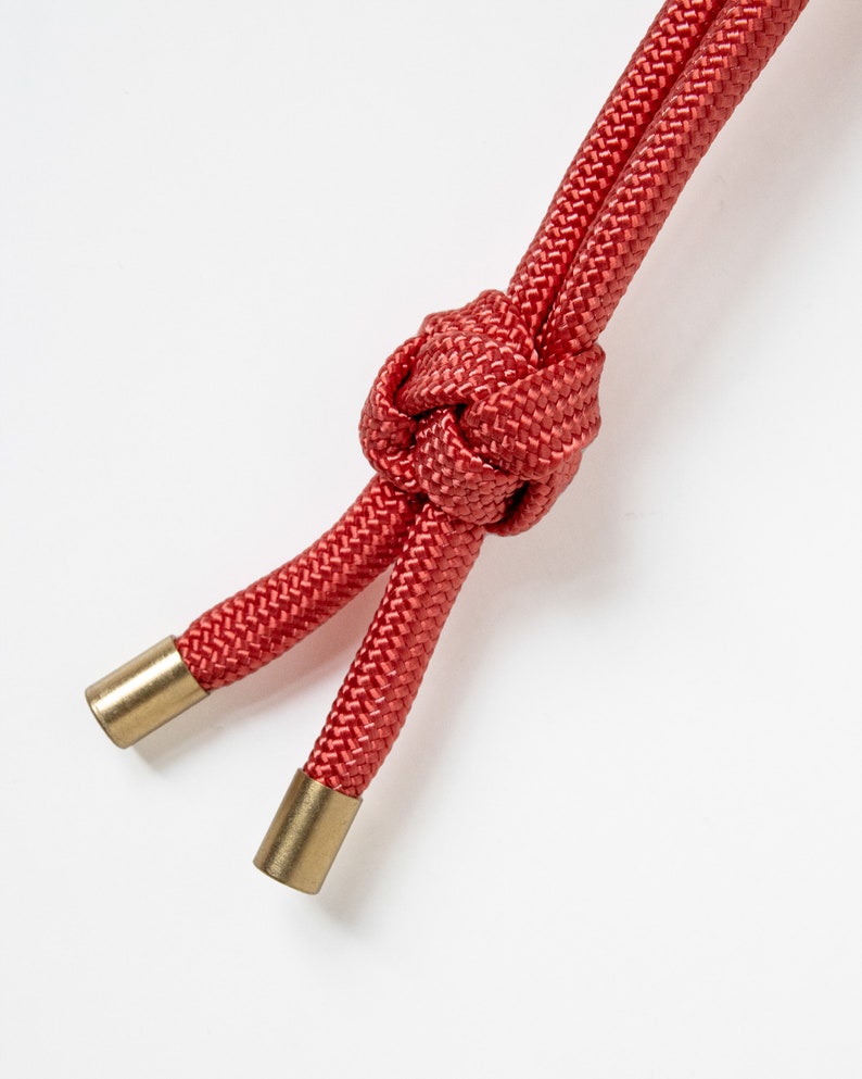 Knotted Rope Lanyard in size L with Brass Side Screw Carabiner Sustainably made in Berlin in Zinnia Red image 5