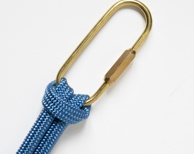 Upcycled Plastic Bottle Rope Keychain w/ Brass Carabiner - Handmade in Europe
