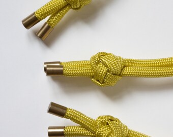 Knotted Rope Keyfob Size M Lanyard with Brass Side Screw Carabiner Sustainably made in Berlin in Corn Yellow