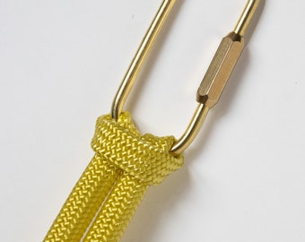 Knotted Rope Lanyard in size L with Brass Side Screw Carabiner Sustainably made in Berlin in Corn Yellow