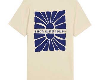 Such Wild Love - T-shirt graphique unisexe beige et bleu roi