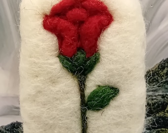 Rose natural soap felted in sheep's wool