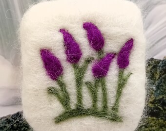 Lavender soap felted in sheep's wool