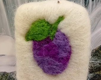 Plum natural soap, felted in sheep's wool