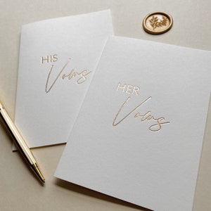 His Vows/Her Vows - A6 Hot Foiled Wedding Vows Cards