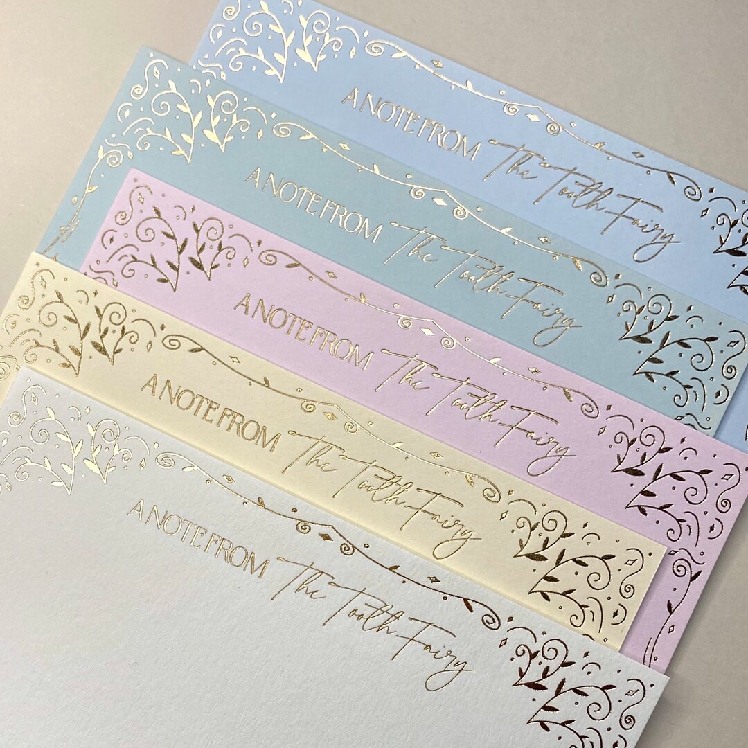 Note Teeth Border A Note From the Tooth Fairy - A6 Pastel Hot Foiled Border Notecards ...