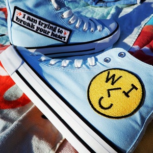 NEW! Light blue WILCO YHF custom high top canvas size 6 customized women&#39;s sneaker shoes