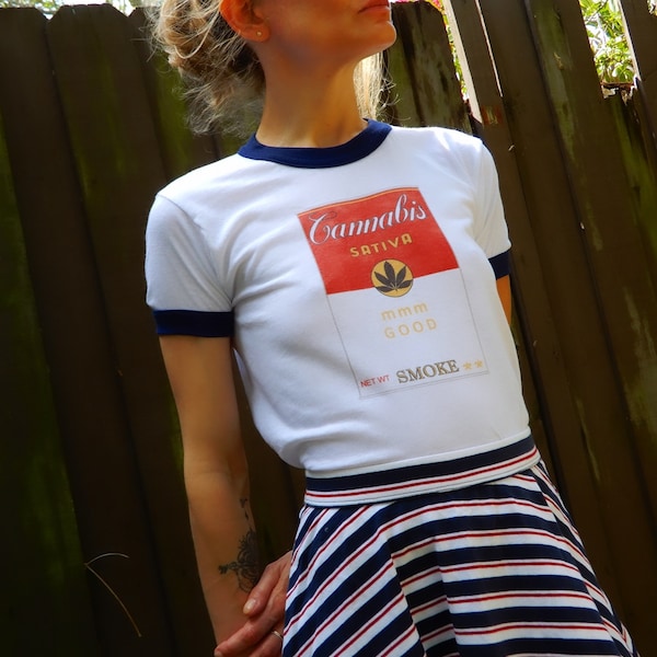 NEW IN! Retro style That 70's show inspired XSmall navy ringer t-shirt