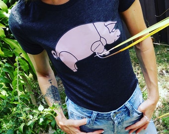 NEW IN! Small Dark gray Pink Floyd David Gilmour pink pig t-shirt