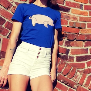 NEW IN! Small royal blue Pink Floyd David Gilmour pink pig t-shirt