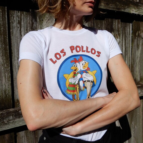 tee shirt Los Pollos Hermanos Breaking Bad vintage jaune sur marron