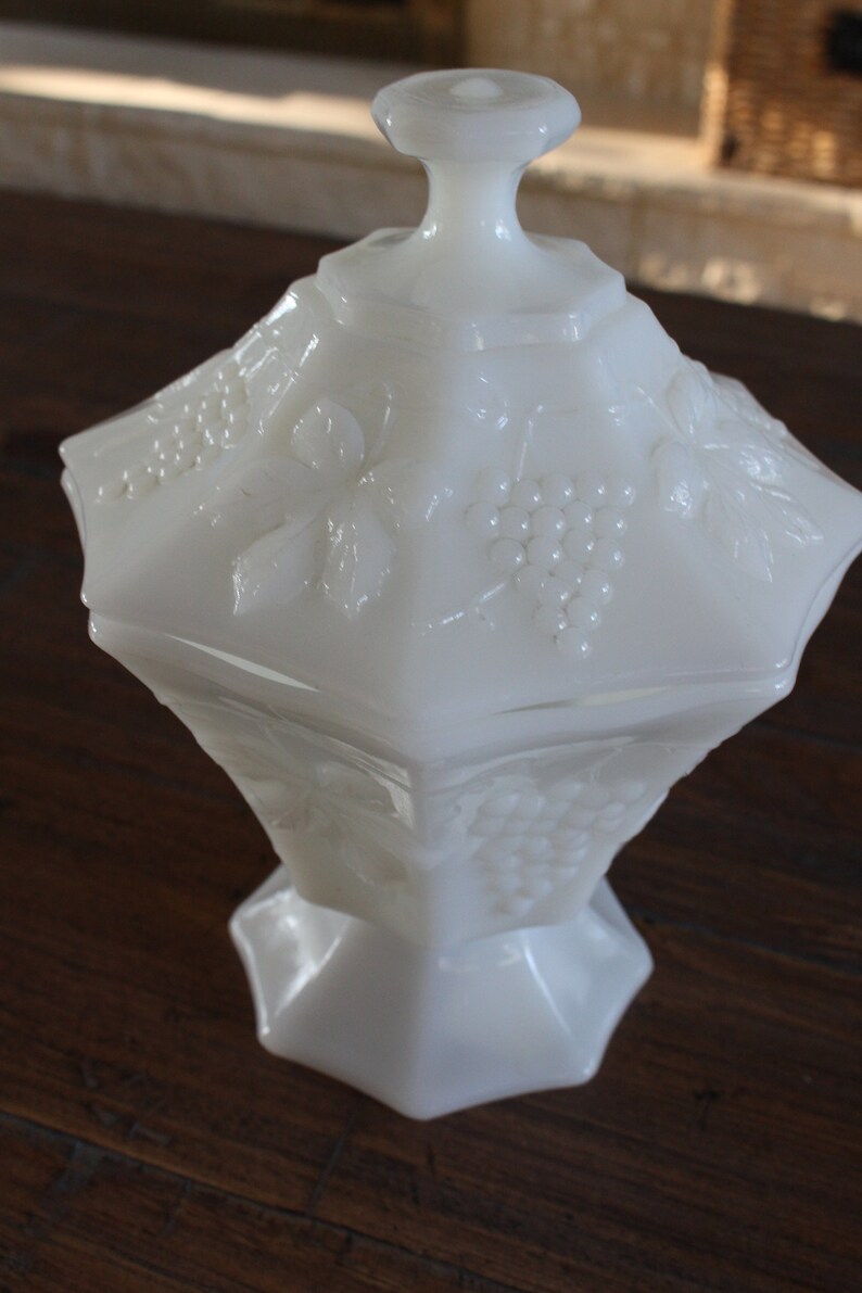 Vintage Milk Glass Pedestal Candy Dish Vase Compote Etsy