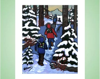 Ojibwe Art : « Catching Up » est une impression d'art en édition limitée de l'artiste autochtone Nokomis ; Oeuvre d'art authentique signée et numérotée