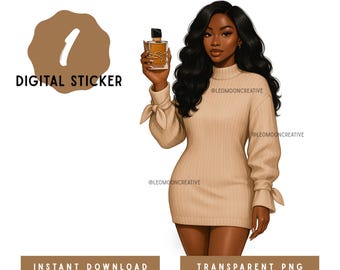 Soft Life Black Girl-clipart | Gezellige truijurk, png PNGEgg | Luxe plannersticker | PNG+SVG
