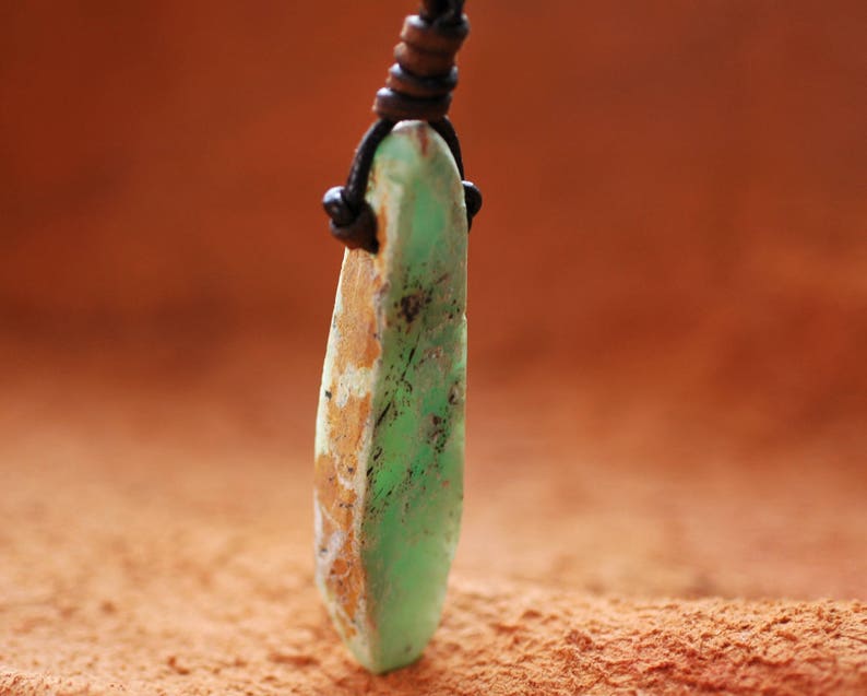 Chrysoprase gemstone pendant,green image 4