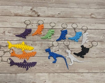3D printed flexible dinos/keychains/dinosaurs key-chains/Jurassic/sharks/t-rex/raptors/handmade/unique/fidget/ fidget toy/fidget keychain