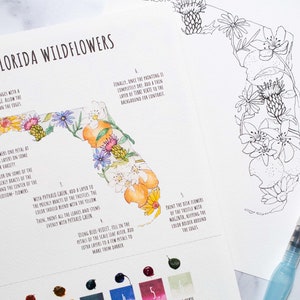 KIT de bricolage - Aquarelle de fleurs sauvages de Floride (Guide de peinture pour adultes)