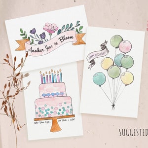 Peignez vos propres cartes d'anniversaire - kit aquarelle, lot de 3 cartes