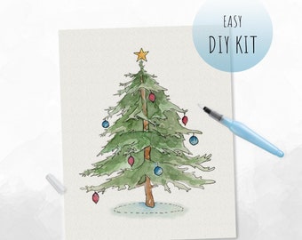 DIY Kit- Watercolor Christmas Tree | Easy Paint Kit
