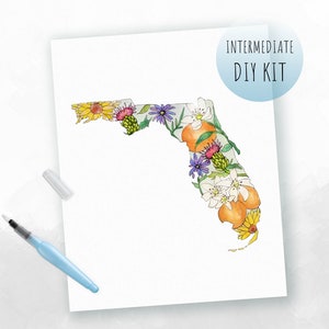 DIY KIT- Watercolor Florida Wildflowers (Adult Painting Guide)