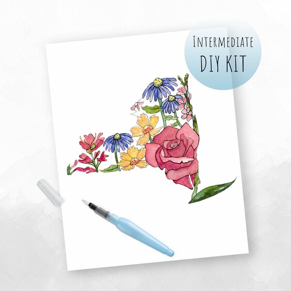 Watercolor Kit- New York Wildflowers Painting | Beginner DIY Kit