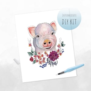 DIY KIT- Watercolor Piglet | Adult Paint Kit