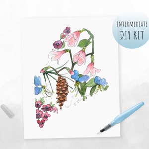 DIY KIT- Watercolor Maine Wildflowers (Paint Kit for Adults)