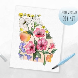 DIY KIT- Watercolor Georgia Wildflowers (Adult Painting Guide)