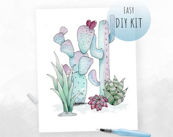 DIY Kit- Desert Cactus Watercolor Painting
