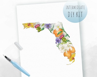 DIY KIT- Watercolor Florida Wildflowers (Adult Painting Guide)