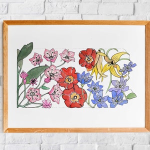 Impression d'art de fleurs sauvages de Pennsylvanie | Carte d'état giclée