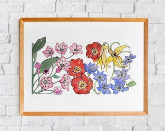 Pennsylvania Wildflowers Art Print | Giclee State Map