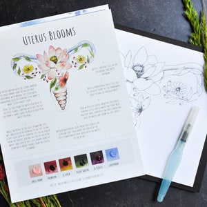 DIY KIT- Watercolor Uterus | Floral Anatomy Art | Paint Kit for Adults