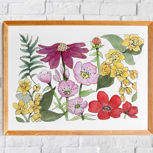 Oregon wilde bloemen Art Print | Giclee staatskaart