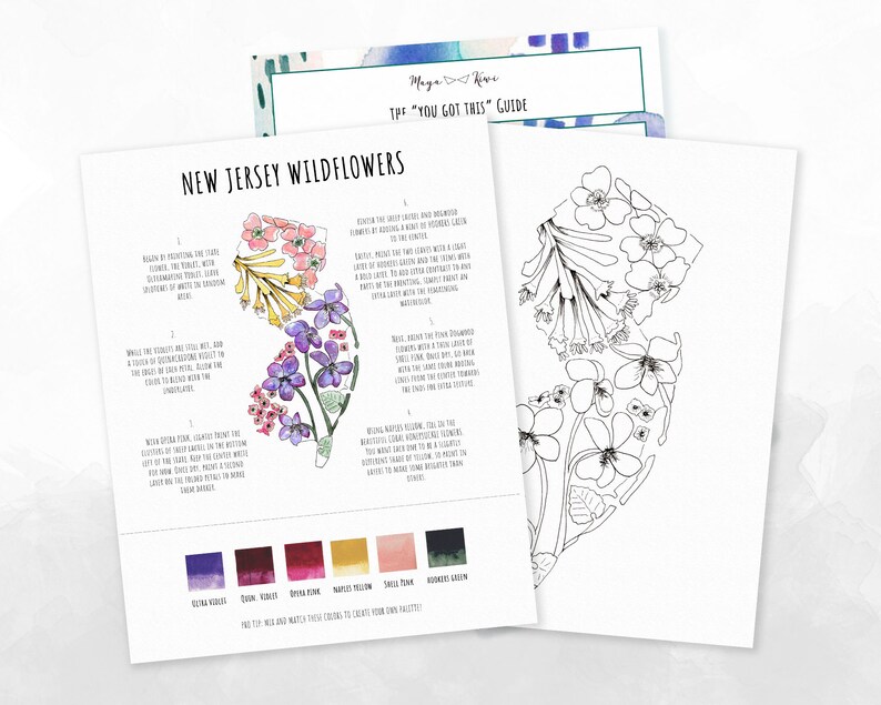 DIY KIT Watercolor New Jersey Wildflowers adult Painting | Etsy