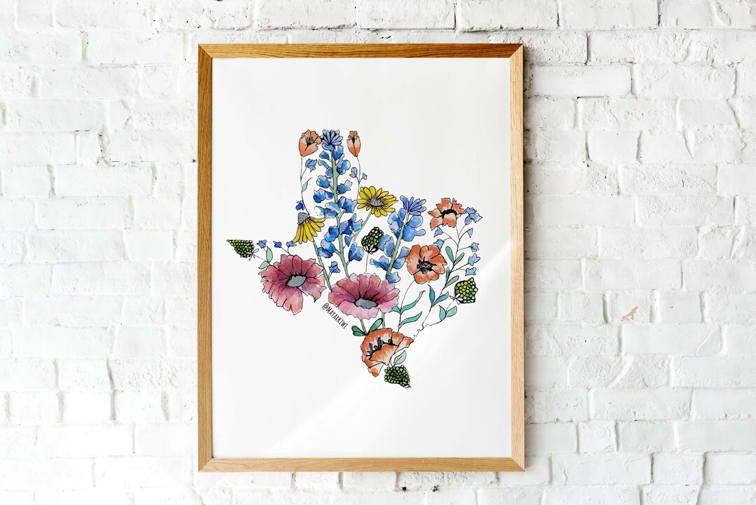 Texas Wildflowers Art Print | Giclee Poster - Etsy